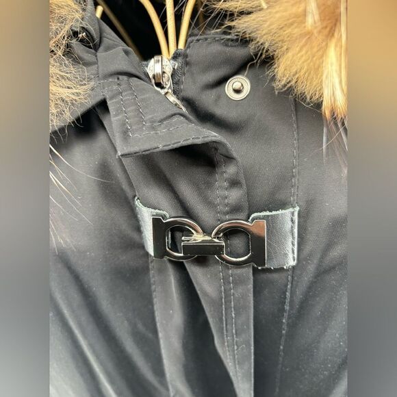 Company Ellen Tracy black raccoon  fur trim jacket size Large - Picture 10 of 11